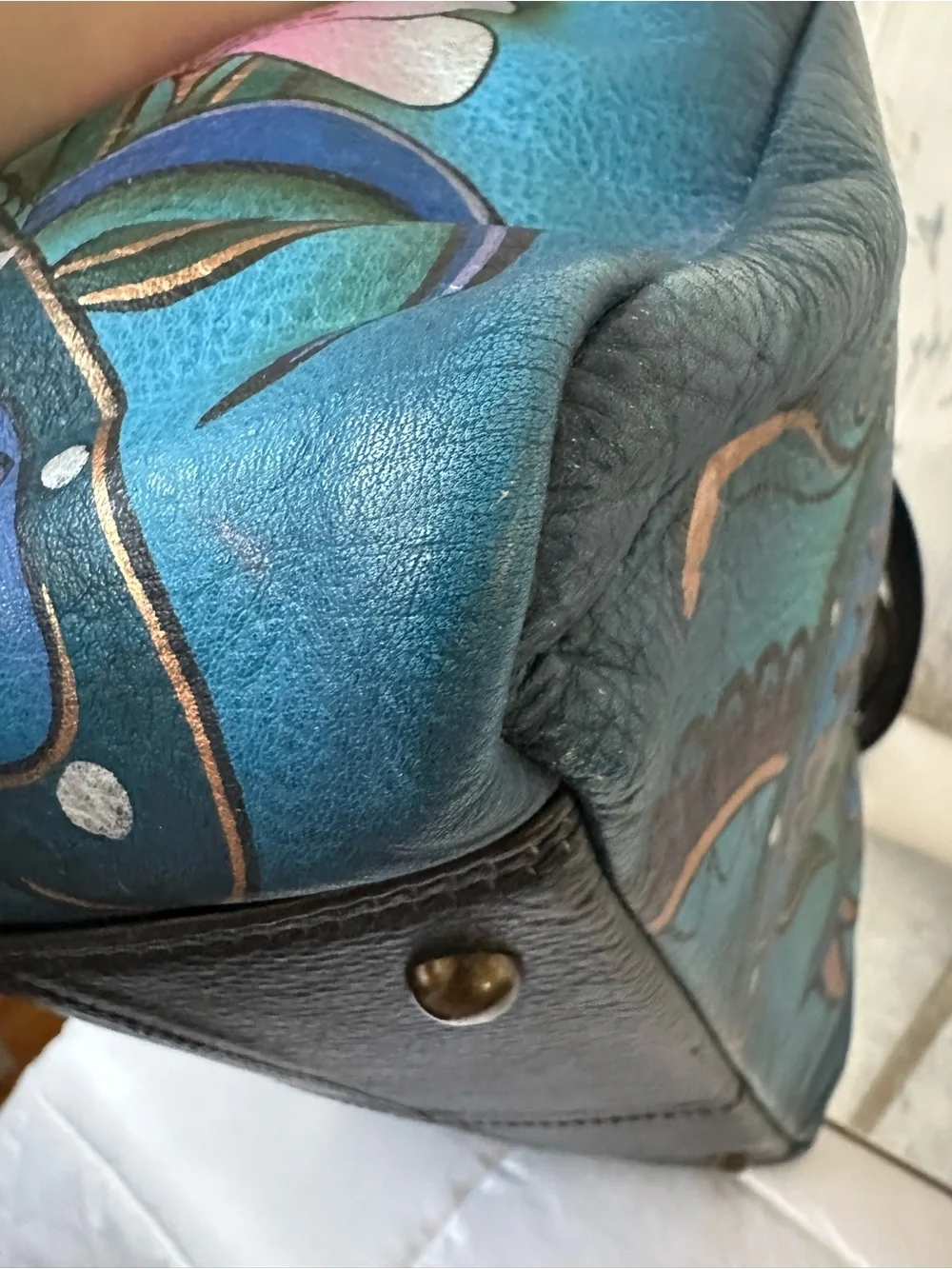 Anuschka Hand-Painted Floral Leather Shoulder Bag